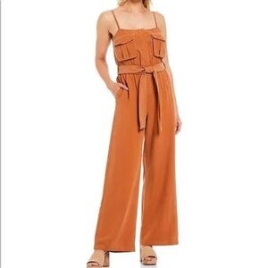 A‎ Loves A Top Stitch Sleeveless Square Neck Jumpsuit with tie belt size XS